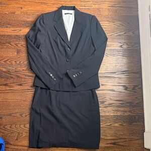 Elie Tahari Black Pinstriped Blazer and Skirt Set